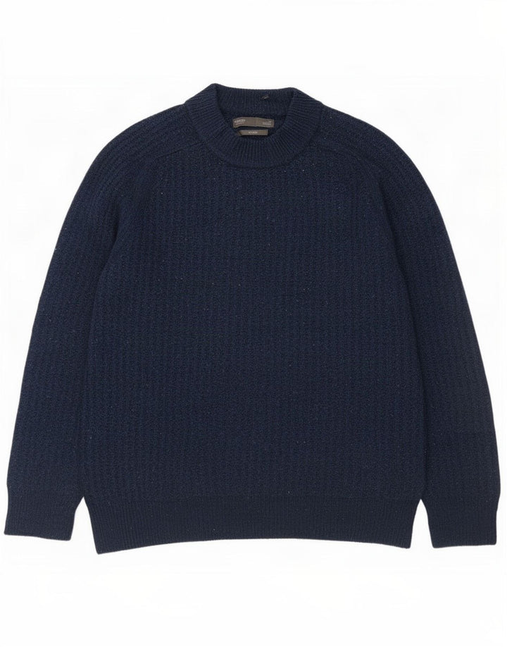 Maglione maglione girocollo da uomo Marks & Spencer medio blu navy screziato