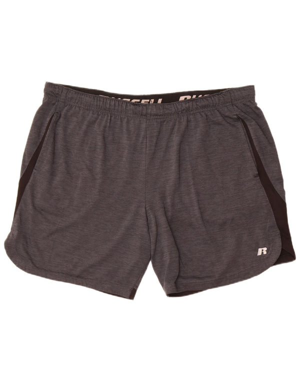 Russell Athletic Mens Sport Shorts Large Grey Colourblock Polyester