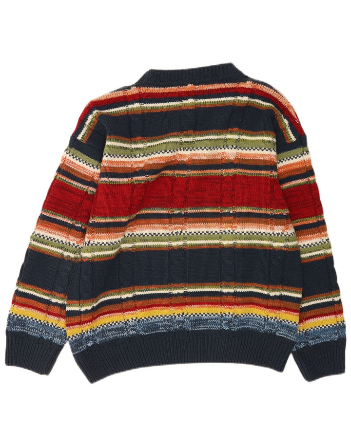 Maglione vintage da uomo girocollo a righe multicolori