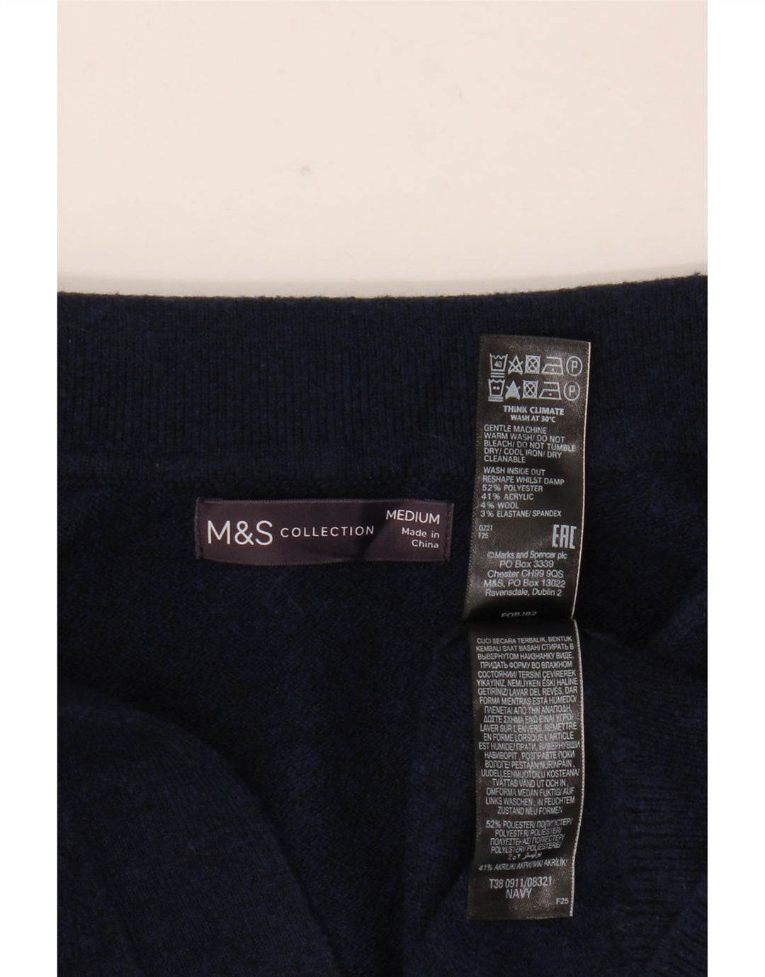 Maglione maglione collo alto da donna Marks & Spencer UK 14 blu navy medio