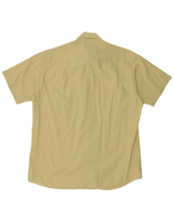 Camicia a maniche corte da uomo Pierre Cardin taglia 40 cotone a quadretti giallo medio