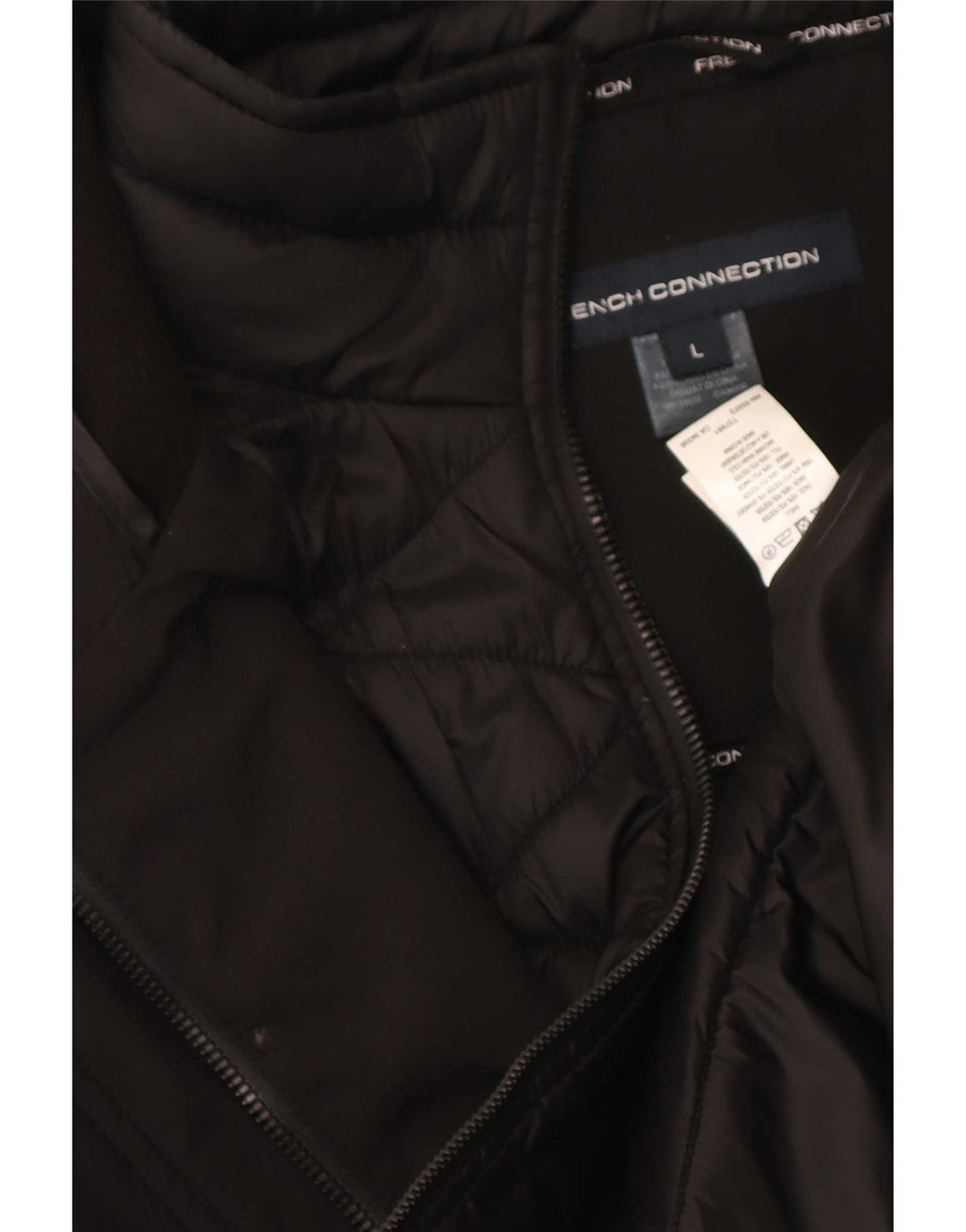 Cappotto giacca a vento con cappuccio da donna French Connection UK 16 grande nero