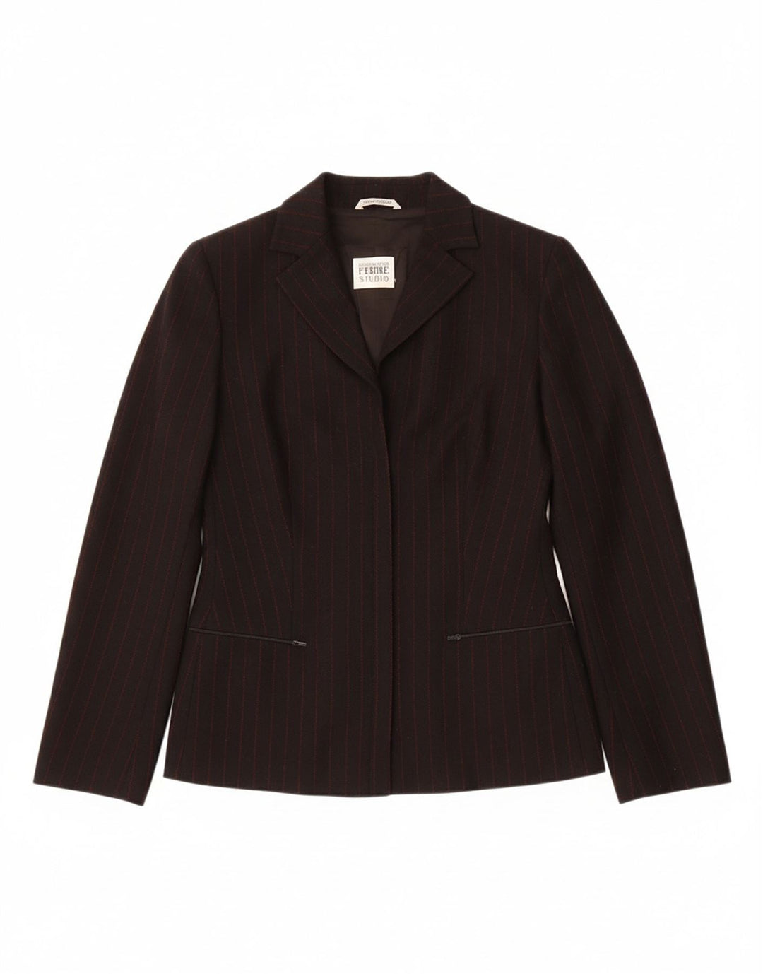 GIANFRANCO FERRE Womens Open Blazer Jacket UK 10 Small Black Pinstripe