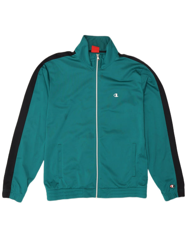CHAMPION Giacca da tuta da uomo, grande, in poliestere color block verde