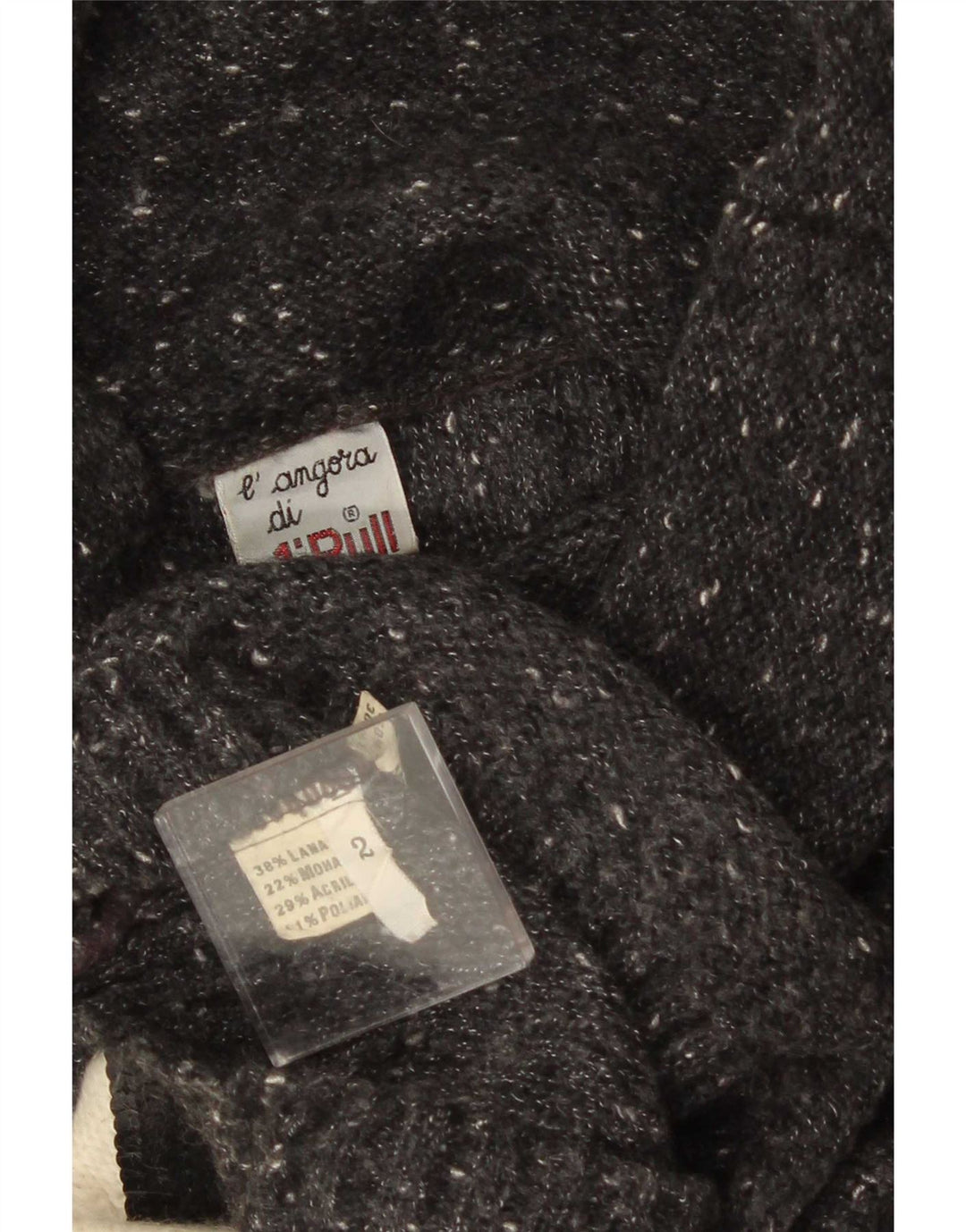 Maglione maglione vintage da donna con collo alto UK 14 lana color block medio nero
