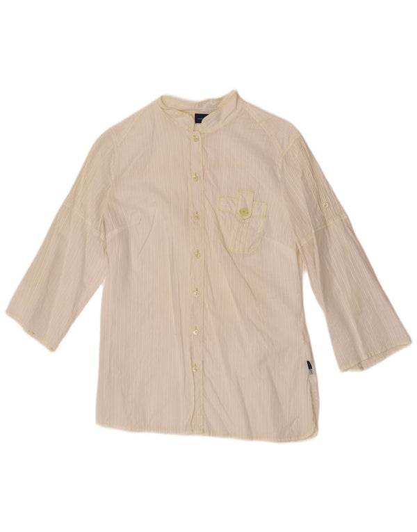 Camicia Trussardi Jeans Donna Manica 3/4 UK 16 Cotone a Righe Grandi Bianche