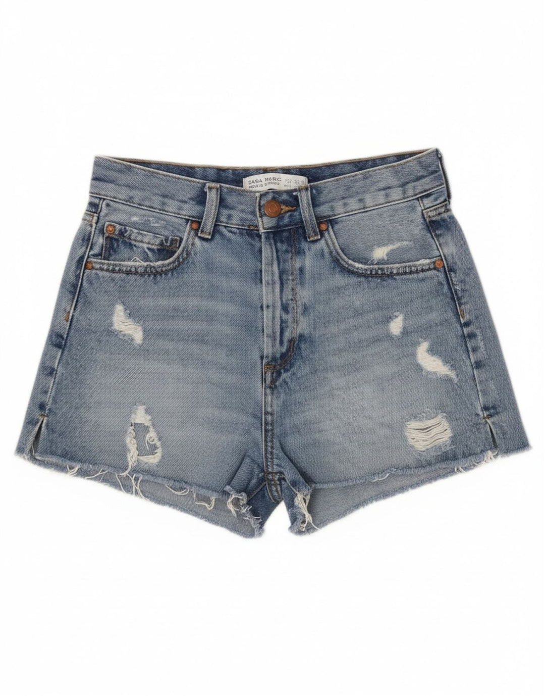 Pantaloncini in denim invecchiato Zara da donna EU 34 2XS W24 Blu