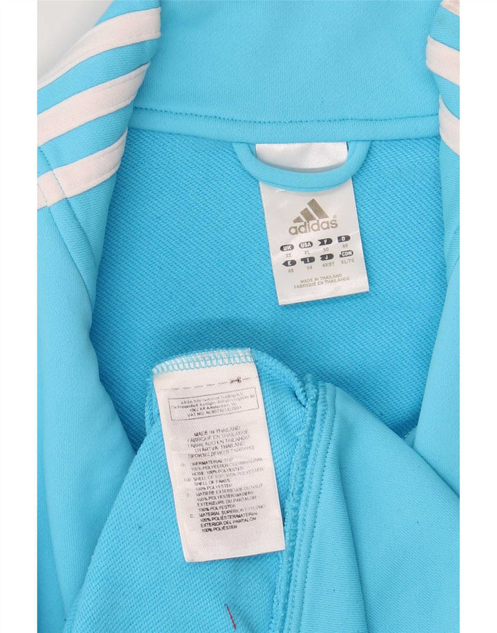 Giacca da tuta da donna Adidas UK 22 XL blu poliestere