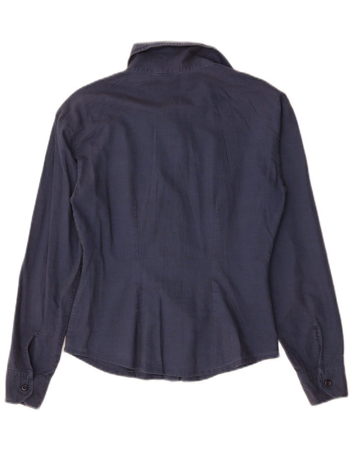 Camicia da donna Benetton UK 10 Small in cotone blu navy