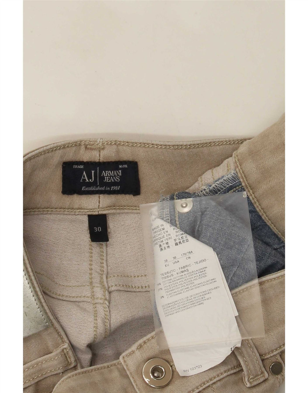 Jeans slim da donna Armani W30 L28 cotone beige