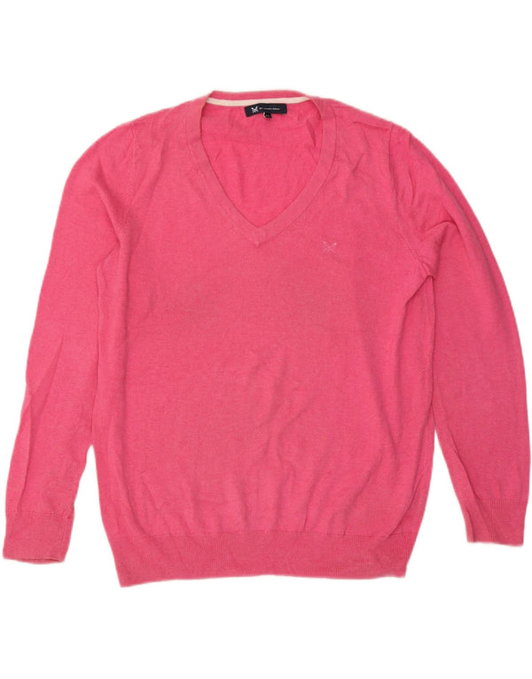 Crew Clothing Maglione da donna con scollo a V UK 14 Grande cotone rosa