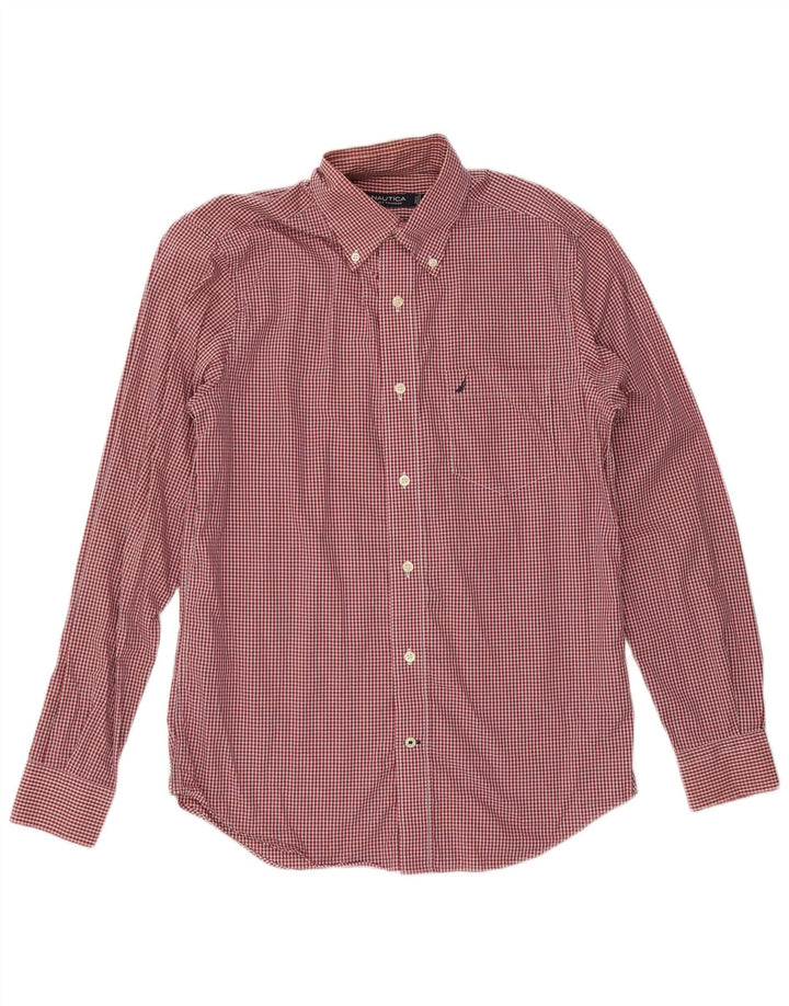 Camicia da uomo Nautica piccola in cotone a quadretti rossi
