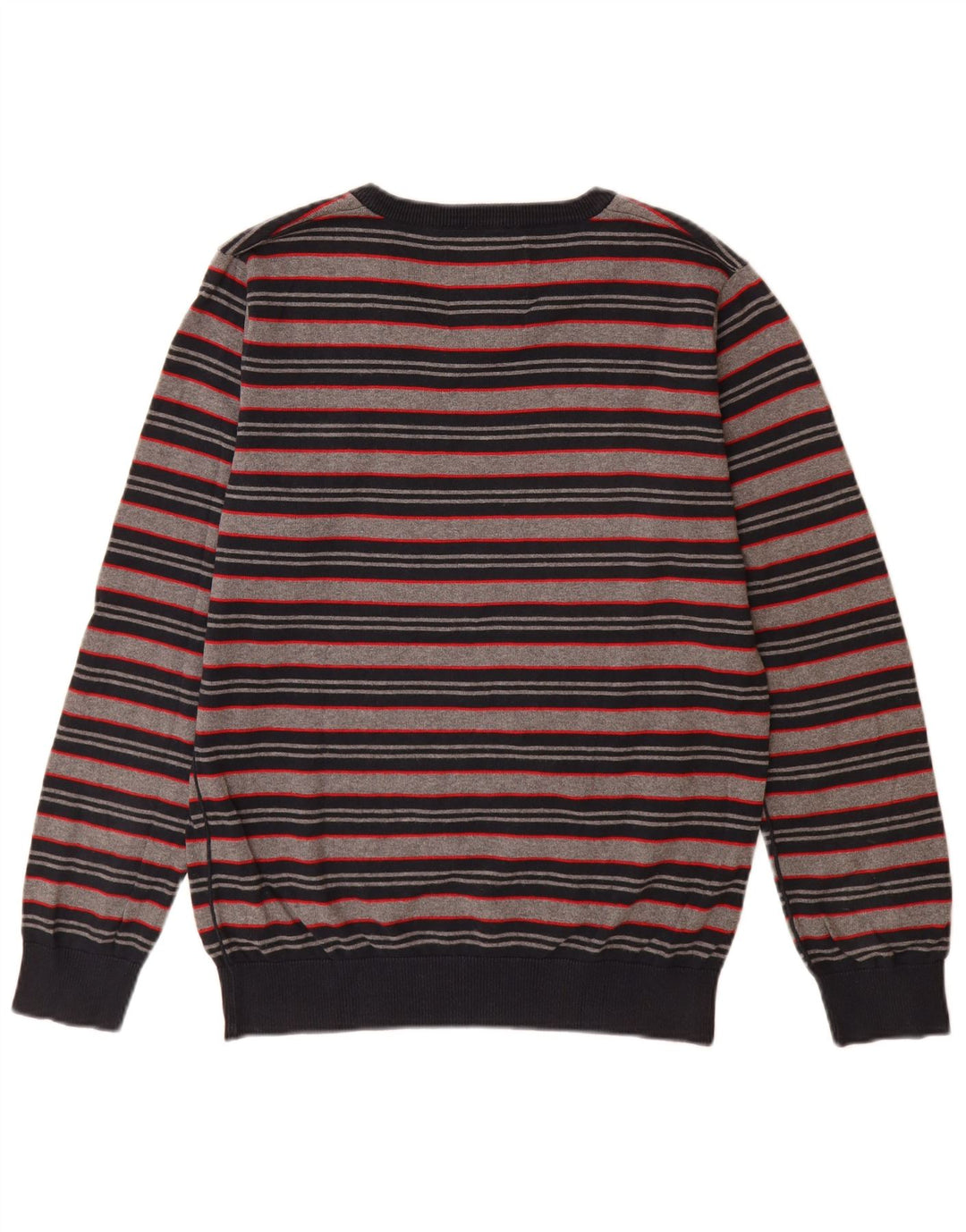 Jack & Jones Maglione da uomo con scollo a V in cotone a righe grigio medio