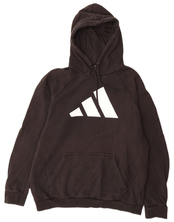 Felpa con cappuccio grafica da uomo Adidas Large in cotone nero