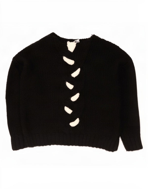 Maglione Zara da donna oversize con scollo a barca UK 10 piccolo acrilico nero