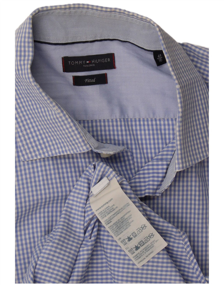 Camicia aderente da uomo su misura Tommy Hilfiger taglia 41 16 grande percalle blu