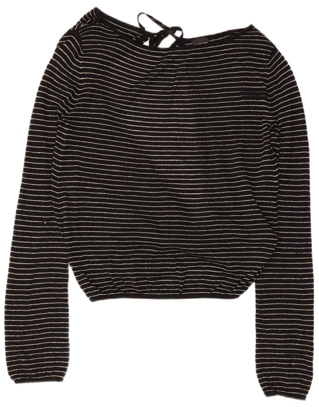 Top corto da donna Calvin Klein in camicetta UK 14 grande viscosa a righe nere