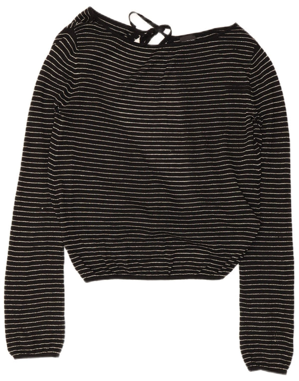 Top corto da donna Calvin Klein in camicetta UK 14 grande viscosa a righe nere