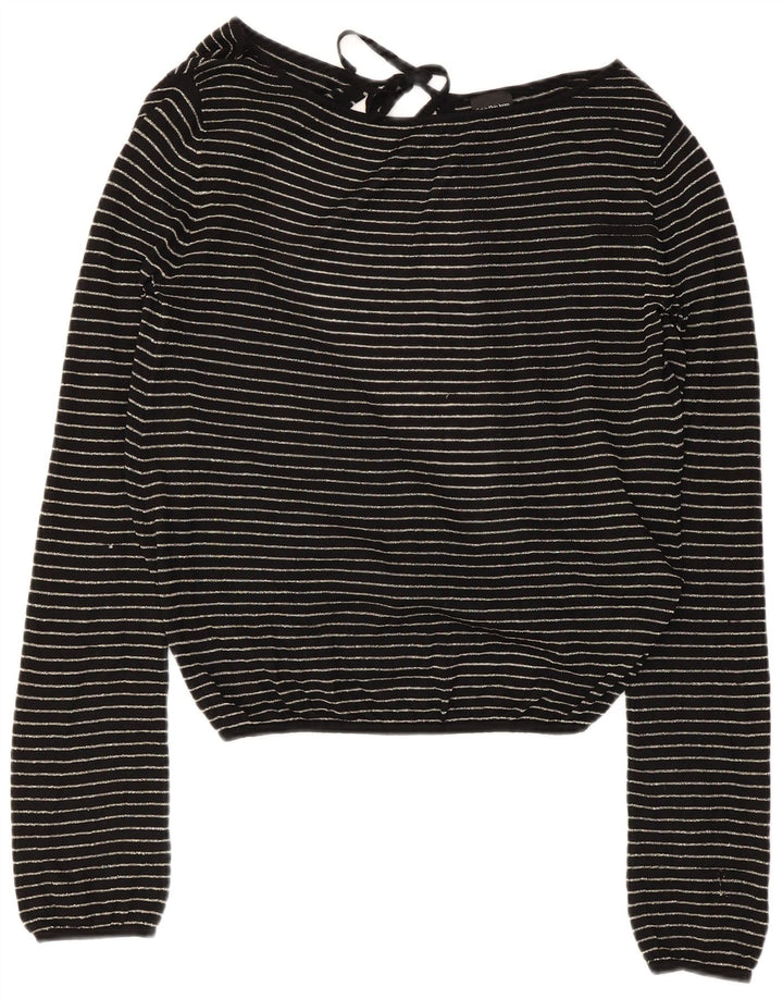 Top corto da donna Calvin Klein in camicetta UK 14 grande viscosa a righe nere