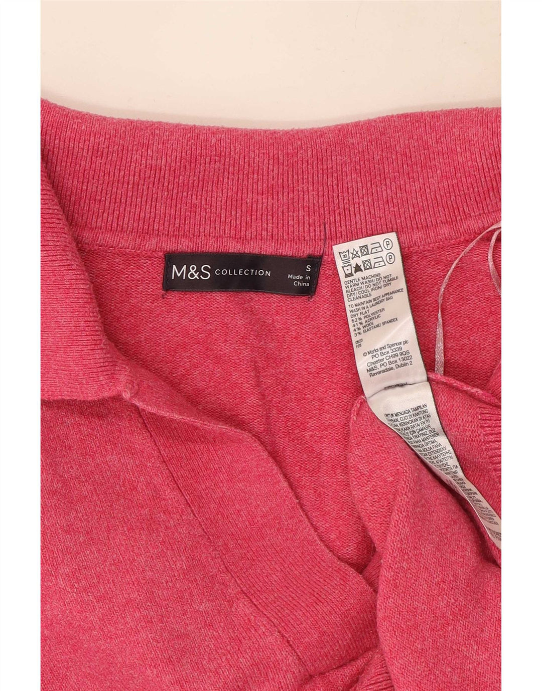 Maglione maglione oversize con collo a polo da donna Marks & Spencer UK 10 piccolo rosa