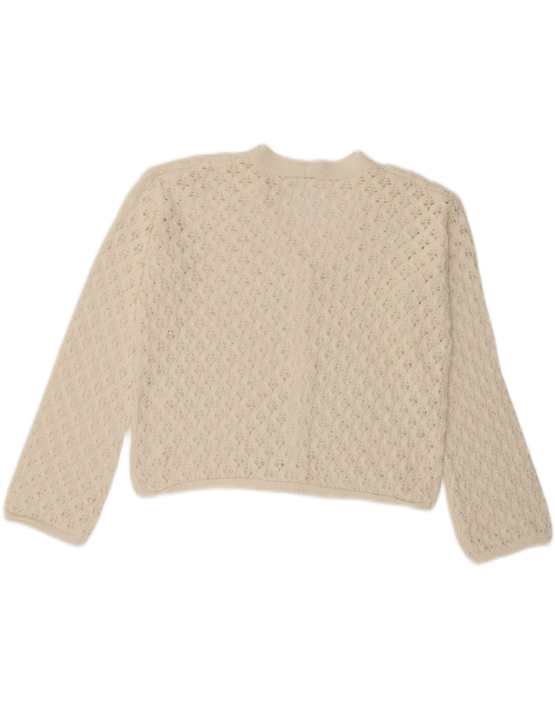 VINTAGE Womens Crop Cardigan Sweater UK 12 Medium White Vintage Vintage and Second-Hand Vintage from Messina Hembry 