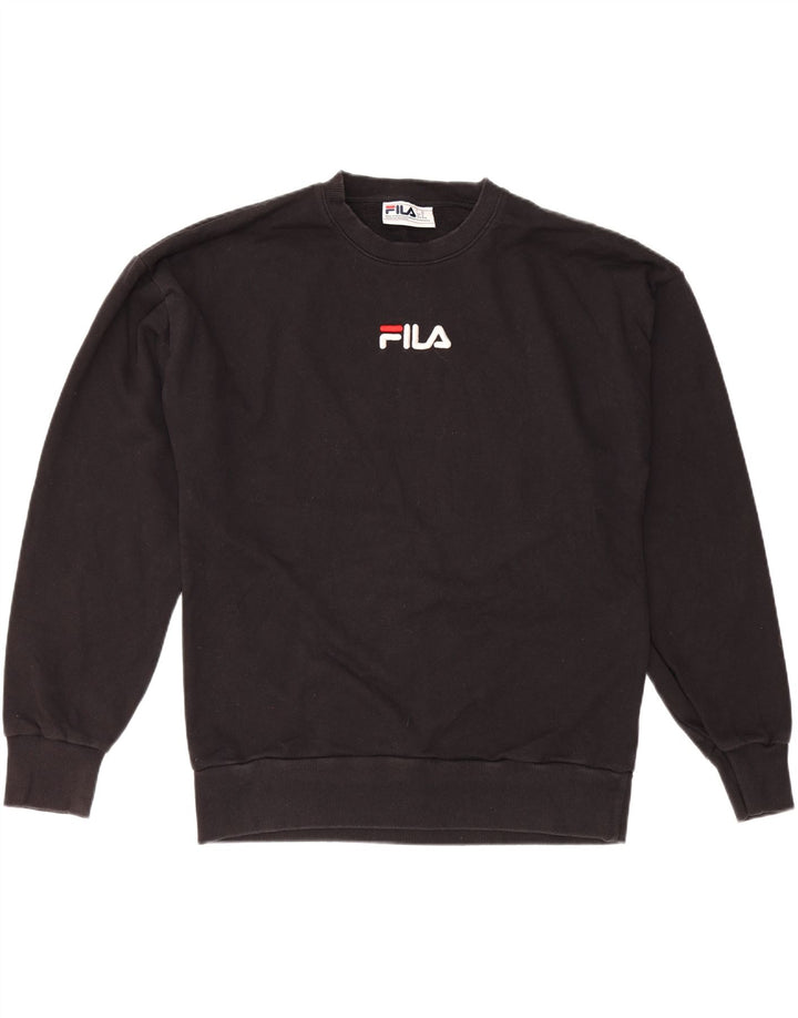 FILA Mens Graphic Sweatshirt Jumper Medium Black Cotton Vintage Fila and Second-Hand Fila from Messina Hembry 