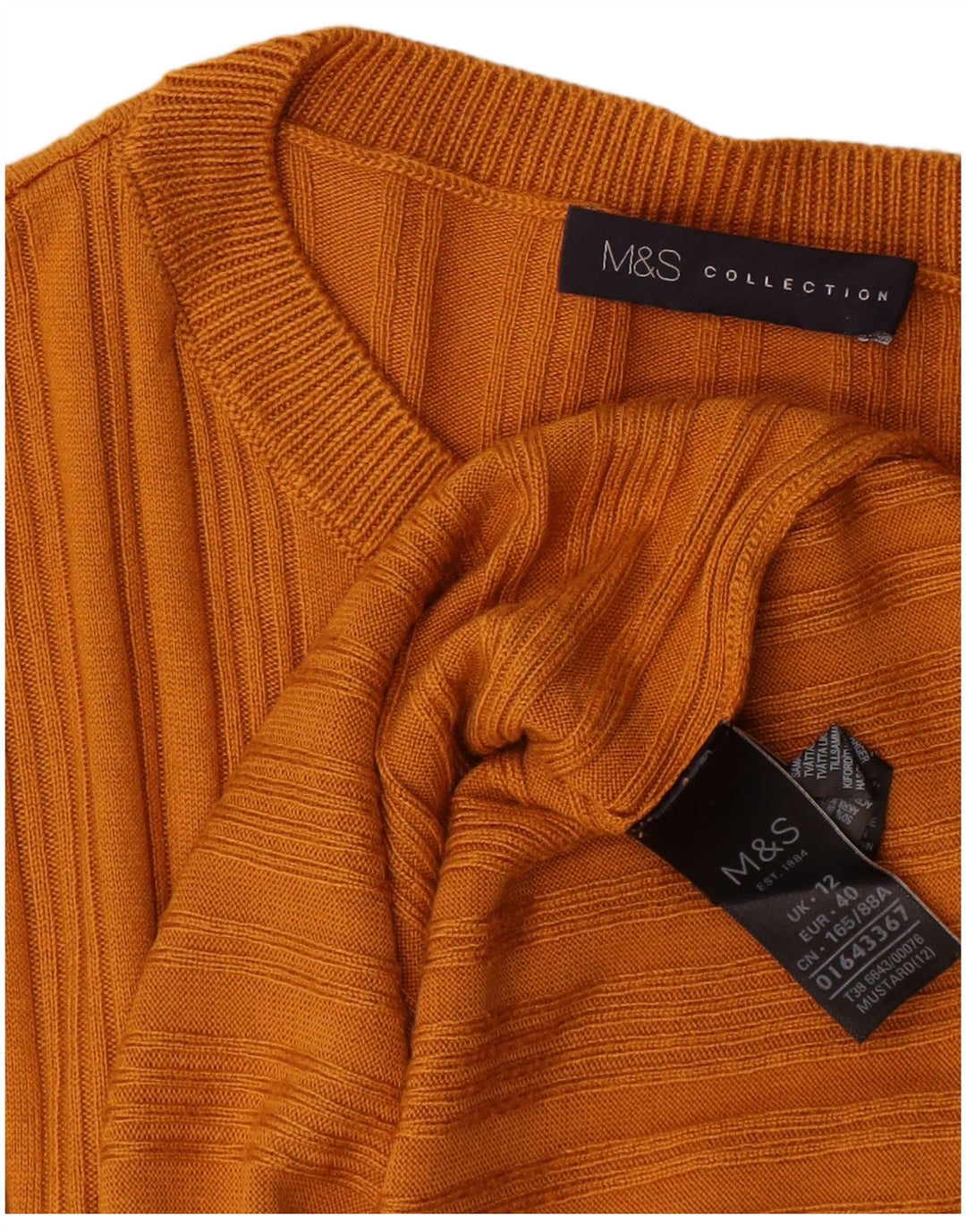 Marks & Spencer Top da donna a maniche lunghe UK 12 Acrilico giallo medio
