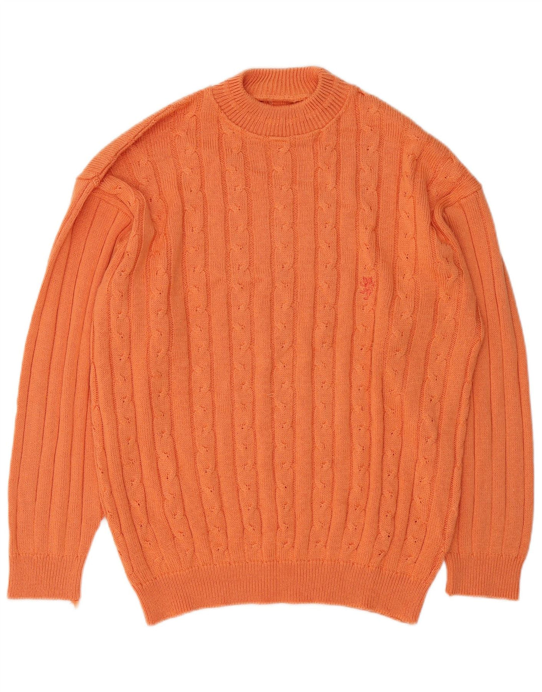 Maglione vintage da uomo con collo alto in cotone arancione medio