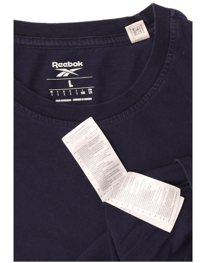 T-shirt Reebok da uomo Top Large in cotone blu navy