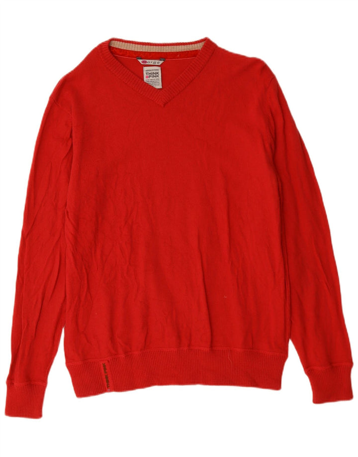 Maglione maglione con scollo a V da donna Think Pink XL in lana rossa