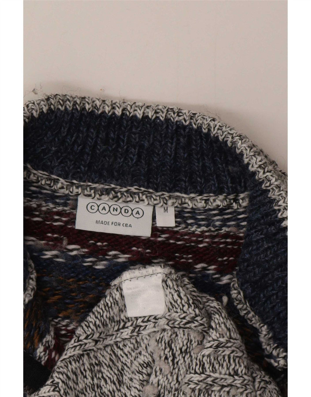 Maglione Canda da uomo con zip e collo in acrilico Fair Isle grigio medio