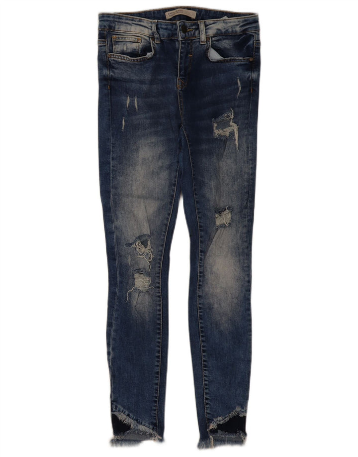 Jeans skinny effetto invecchiato ZARA da donna EU 36 XS W26 L27 cotone blu