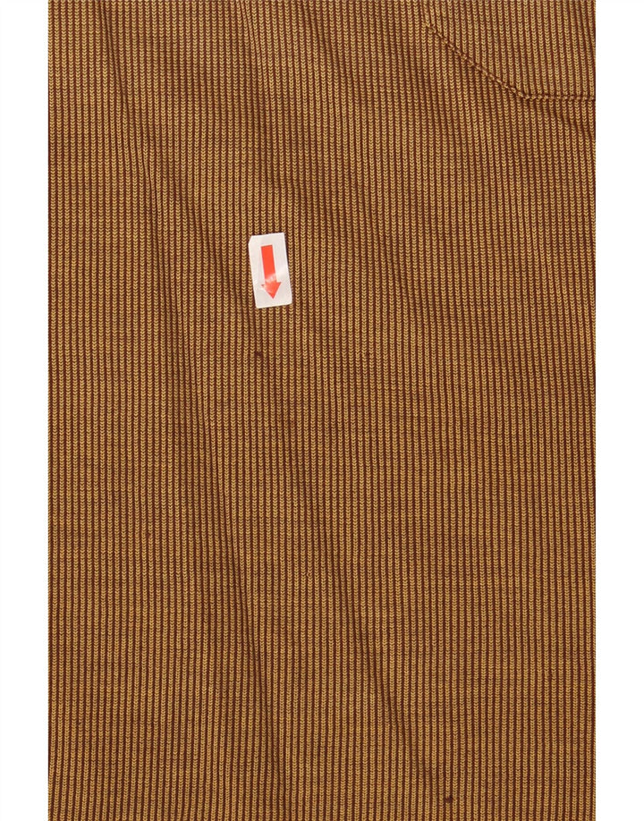 FERRANTE Mens Polo Shirt IT 50 Medium Brown Striped Cotton Vintage Ferrante and Second-Hand Ferrante from Messina Hembry 