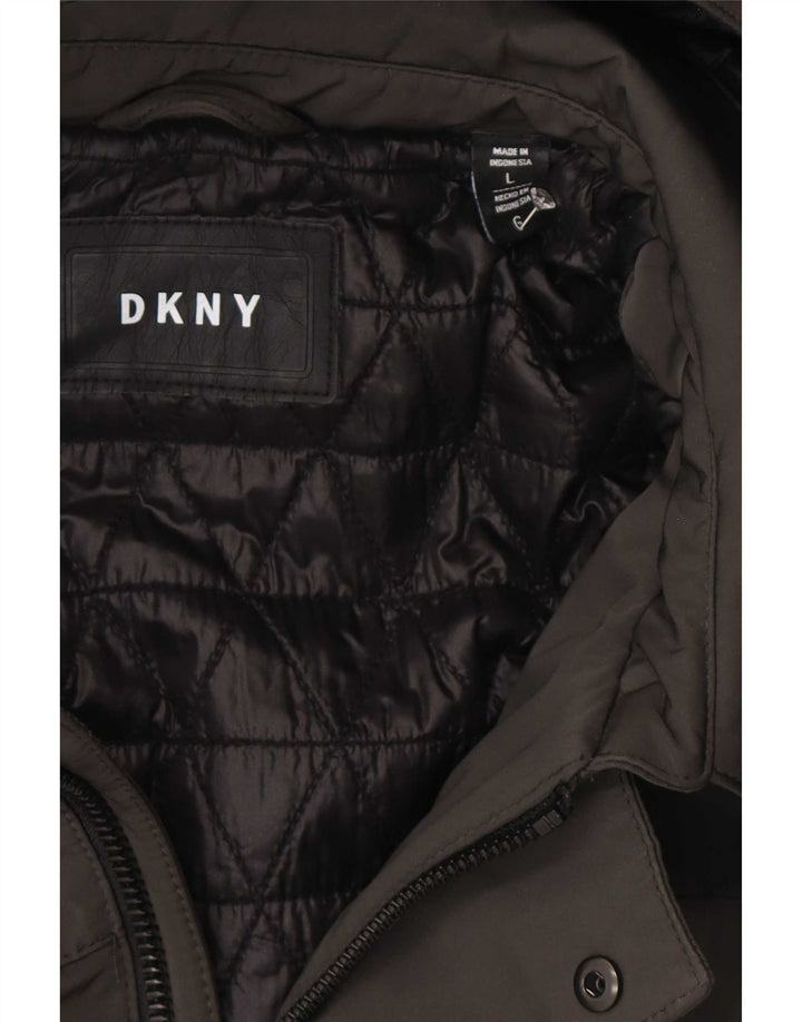 Cappotto imbottito con cappuccio da uomo Dkny UK 40 grande poliestere grigio