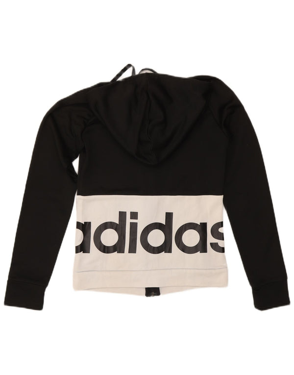 Felpa con cappuccio e zip grafica da donna Adidas UK 4/6 XS Black Colourblock