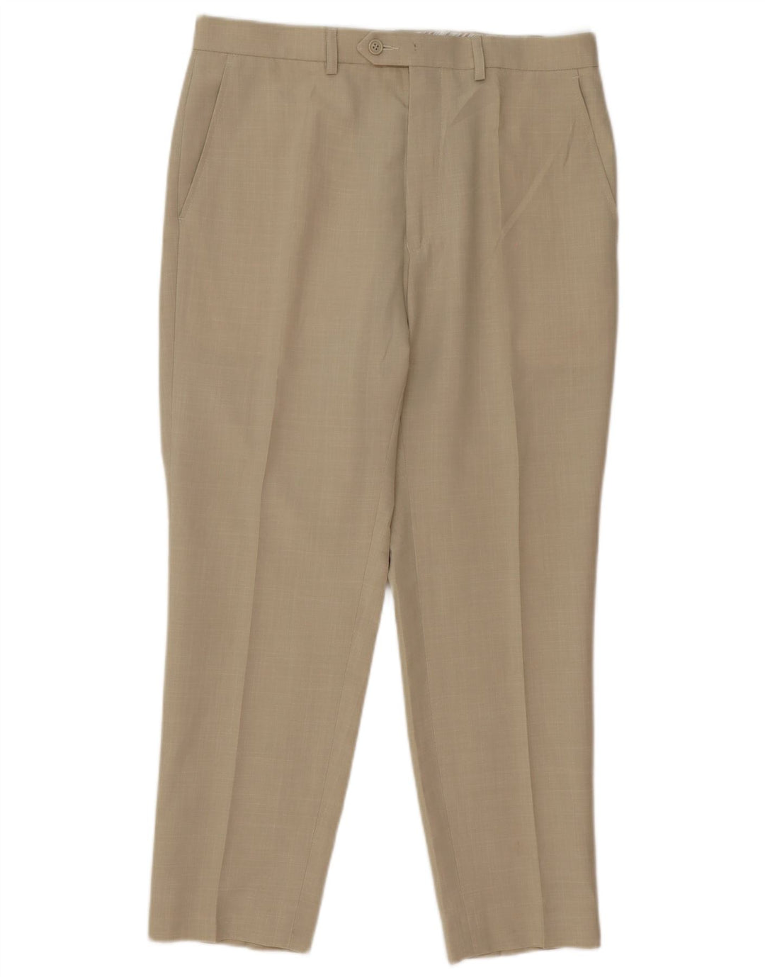 Pantaloni da abito dritti da uomo Marks & Spencer W34 L28 Poliestere beige
