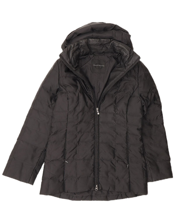 Sergio Tacchini Womens Hooded Padded Jacket UK 6 XS Black Polyamide