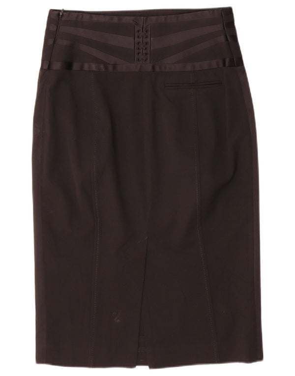 Karen Millen Womens High Waist Pencil Skirt UK 10 Small W26 Black Polyester