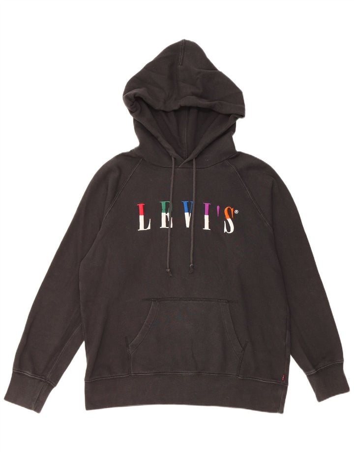 Maglione con cappuccio grafico oversize da donna LEVI'S UK 14 cotone nero medio