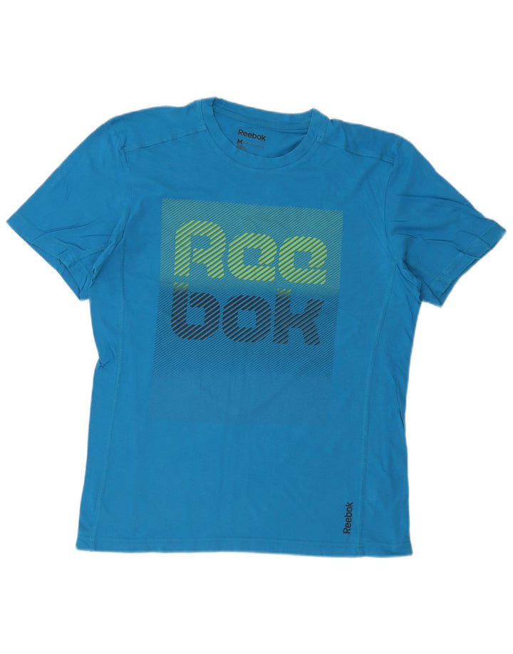 T-shirt grafica da uomo Reebok Top in cotone blu medio