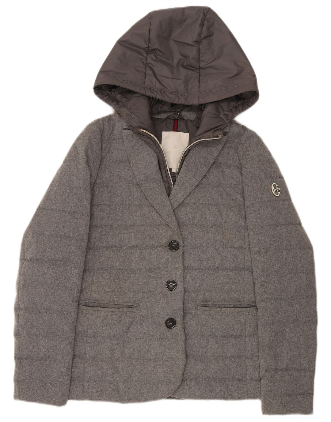 Giacca imbottita blazer con cappuccio da donna Conte of Florence IT 42 Grigio medio