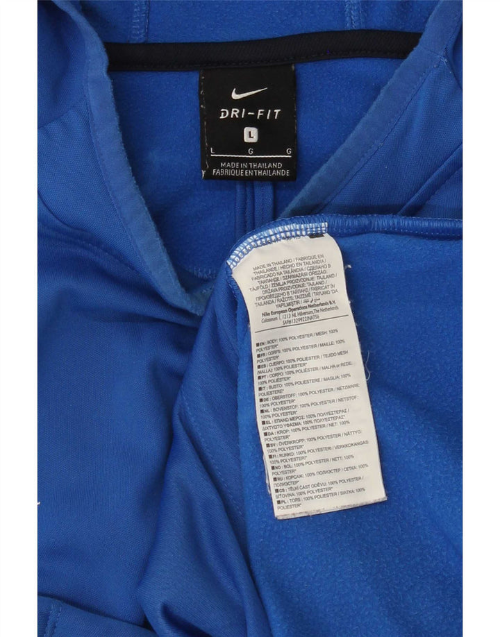 Felpa con cappuccio grafica Nike Dri Fit da uomo, grande, in poliestere color block blu