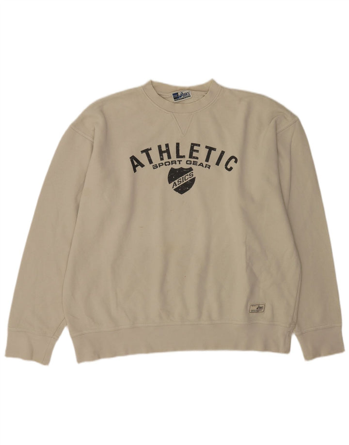 Felpa grafica da uomo Asics, maglione 2XL Beige