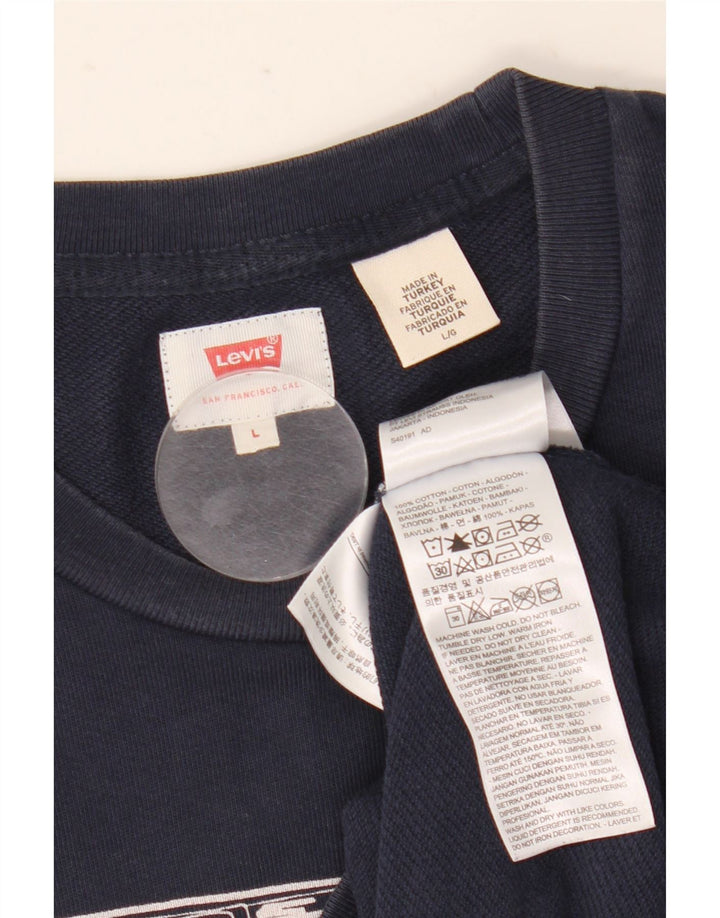 Levi's Felpa con grafica da uomo Maglione grande in cotone blu navy
