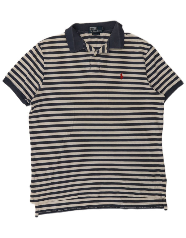 Polo Ralph Lauren Camicia da uomo su misura di grandi dimensioni in cotone a righe blu navy