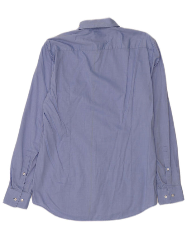 Camicia slim fit da uomo Hugo Boss taglia 39 15 1/2 cotone blu medio