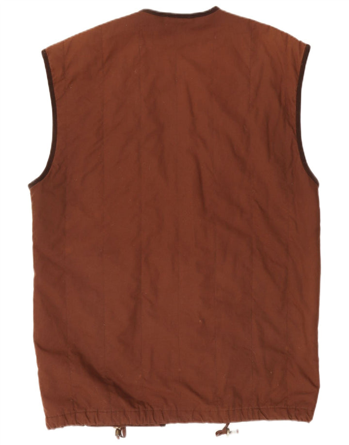 Gilet oversize da donna vintage UK 10 piccolo in cotone marrone
