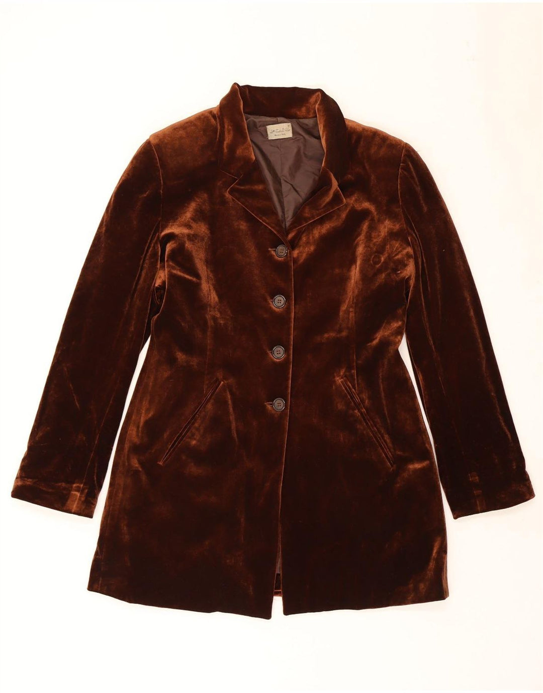 Giacca blazer vintage da donna in velluto a 1 bottone UK 14 marrone medio classico
