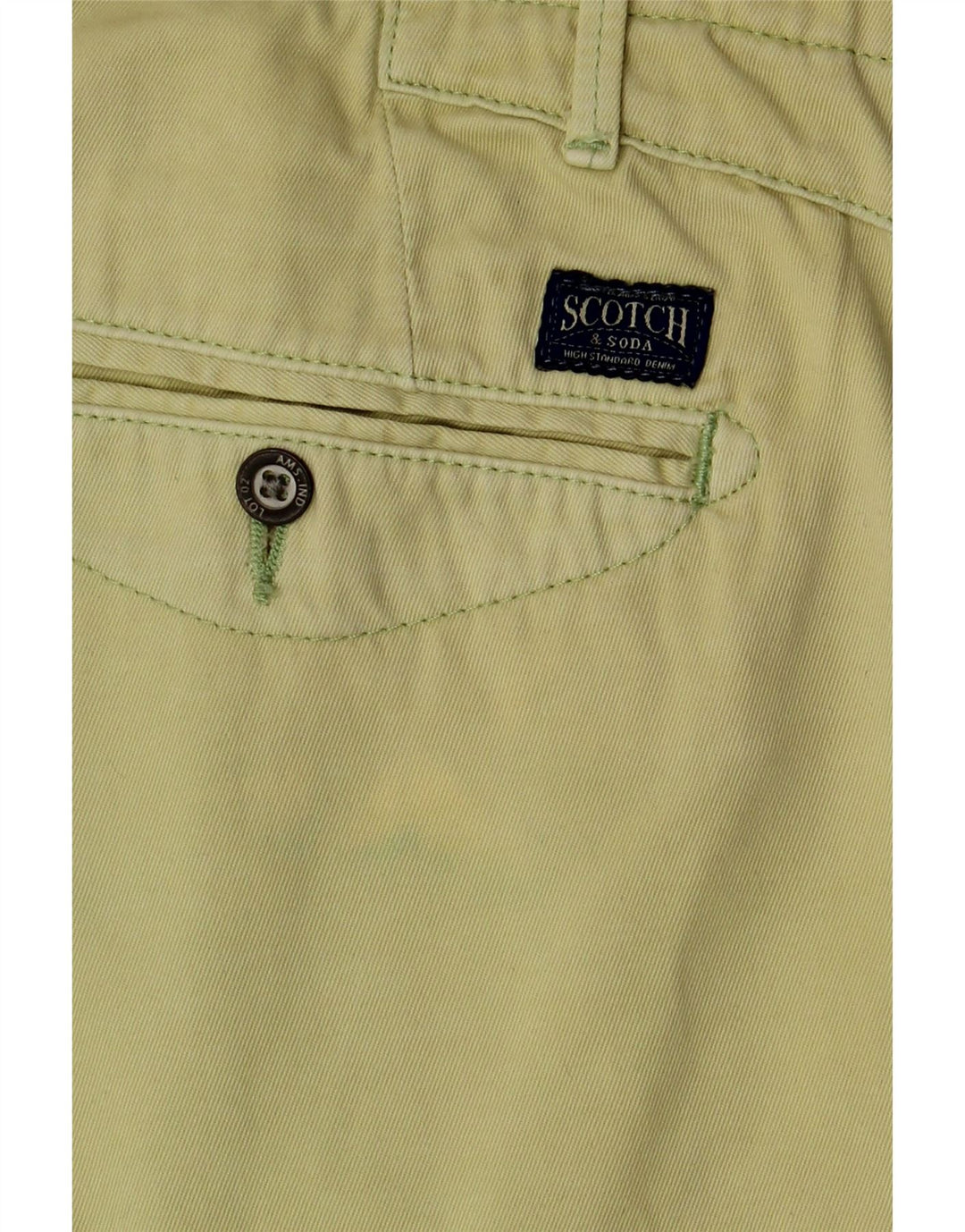 SCOTCH & SODA Mens Denim Shorts W33 Medium Green Cotton Vintage Scotch & Soda and Second-Hand Scotch & Soda from Messina Hembry 