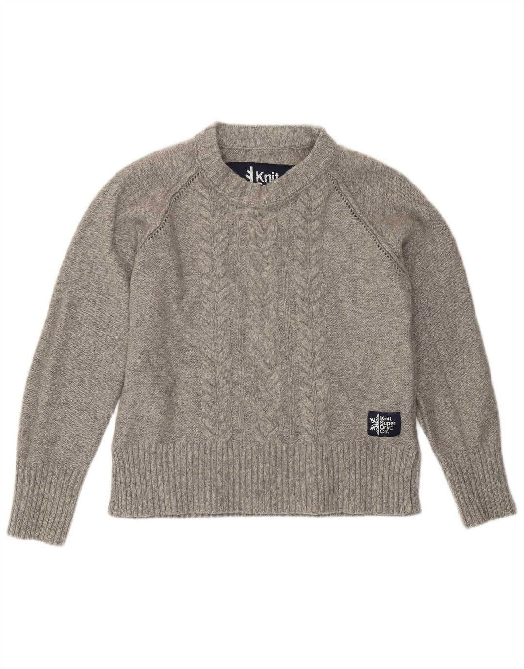 Maglione maglione girocollo da donna Superdry UK 10 Small Lana grigia